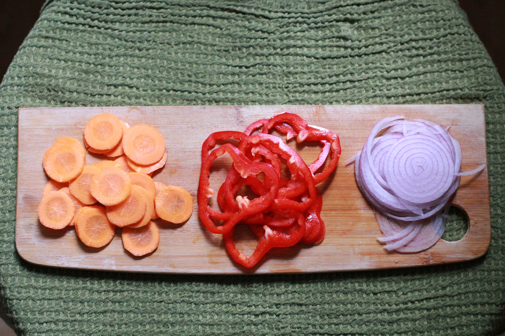 mandoline sliced veggies