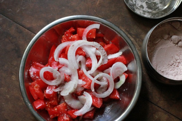 tomato salad with rock salt