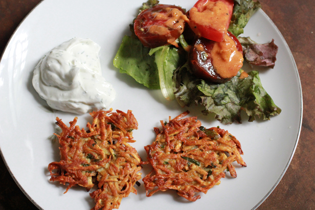 sweet and spicy yam latkes