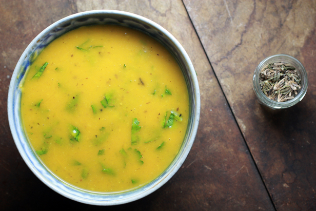 Roasted Butternut Squash Soup with Ginger and Fennel Seeds