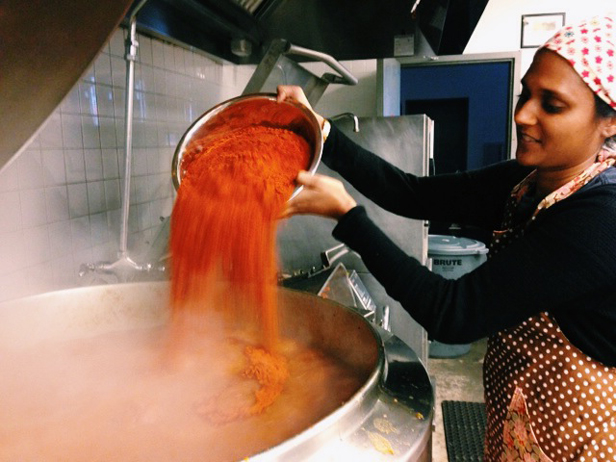 Chitra of Brooklyn Delhi making tomato achaar