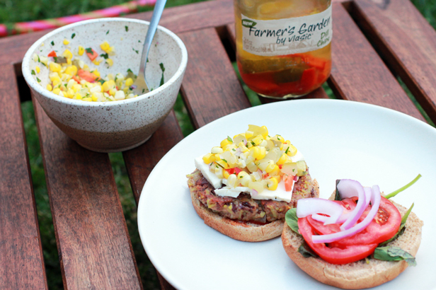 Rajma Burger and Corn Relish