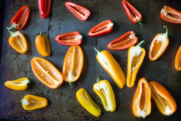 sliced mini sweet peppers