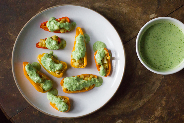 stuffed mini peppers and green peas chutney