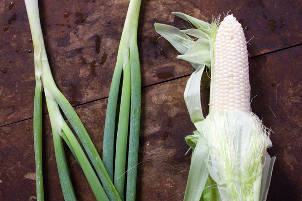 scallions and corn