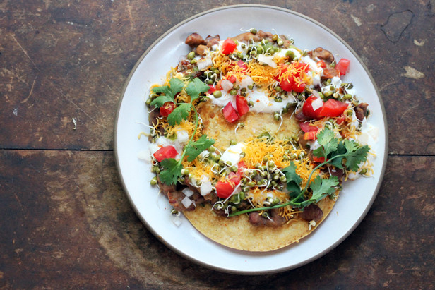 chaat tostada from Seven Spoons cookbook