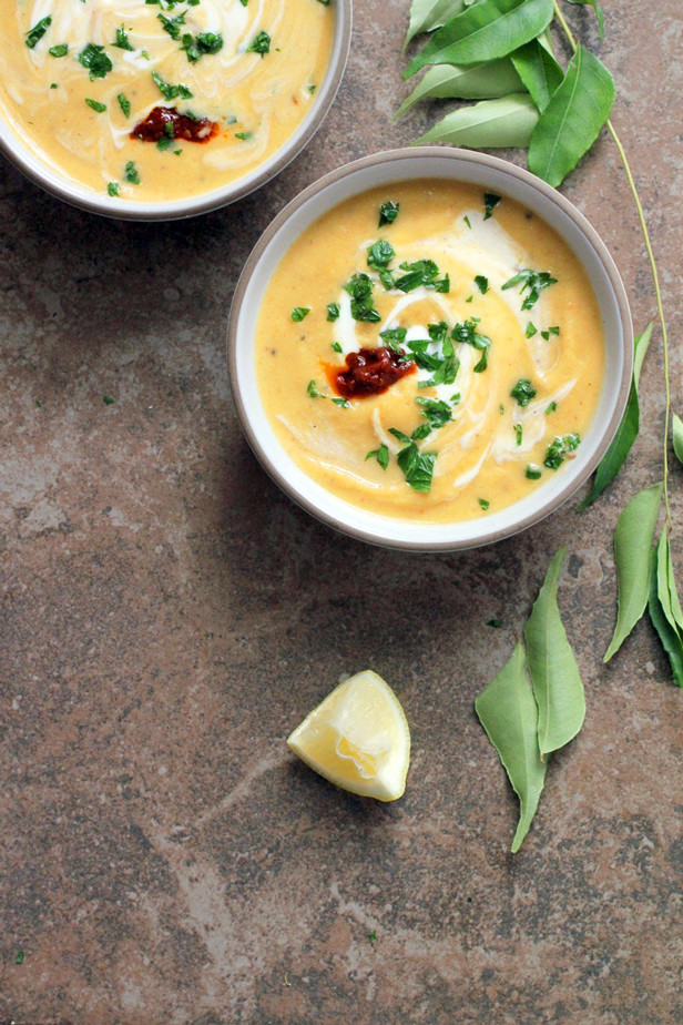 roasted acorn squash and coconut milk soup