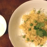 Moong Dal with Coconut, Ginger and Peas