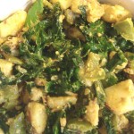 Potato Curry with Kale, Green Pepper and Tahini