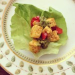 Lettuce Wraps with Curried Tofu and Coconut Basil Chutney