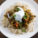 Curried Green Lentils w/ Mushrooms & Red Bell Pepper