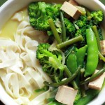 Garlic Scape Coconut Curry Soup With Summer Vegetables & Tofu