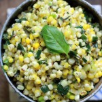 Stir-Fried Corn w/ Basil & Leeks